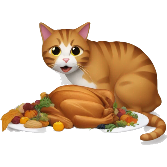 Cat eating thanksgiving dinner  emoji