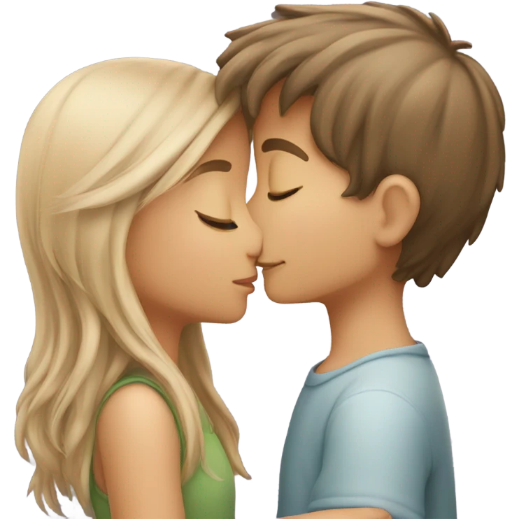 A girl kissing a boy emoji