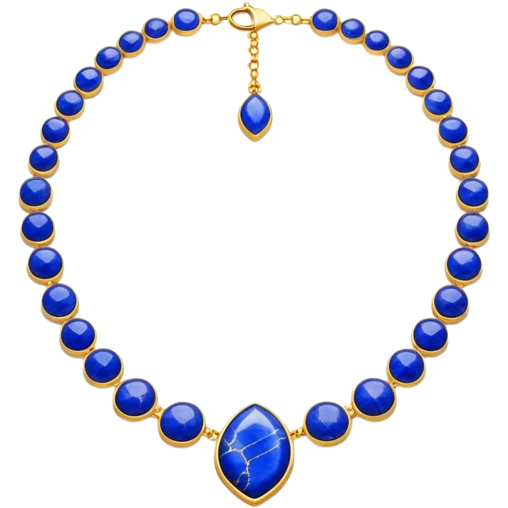 mystical necklace with lapis lazuli stone, glowing blue with white veins emoji
