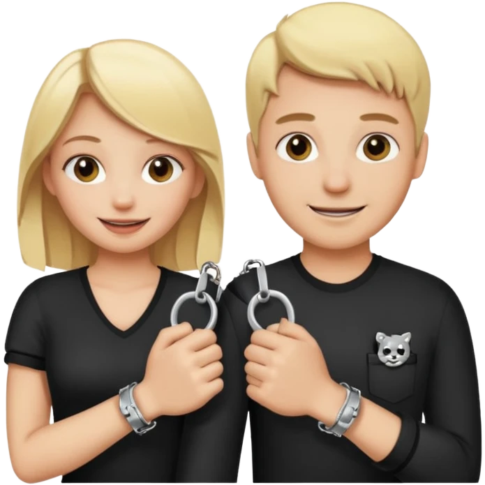 a blonde girl holding handcuffs with her boyfriend  emoji