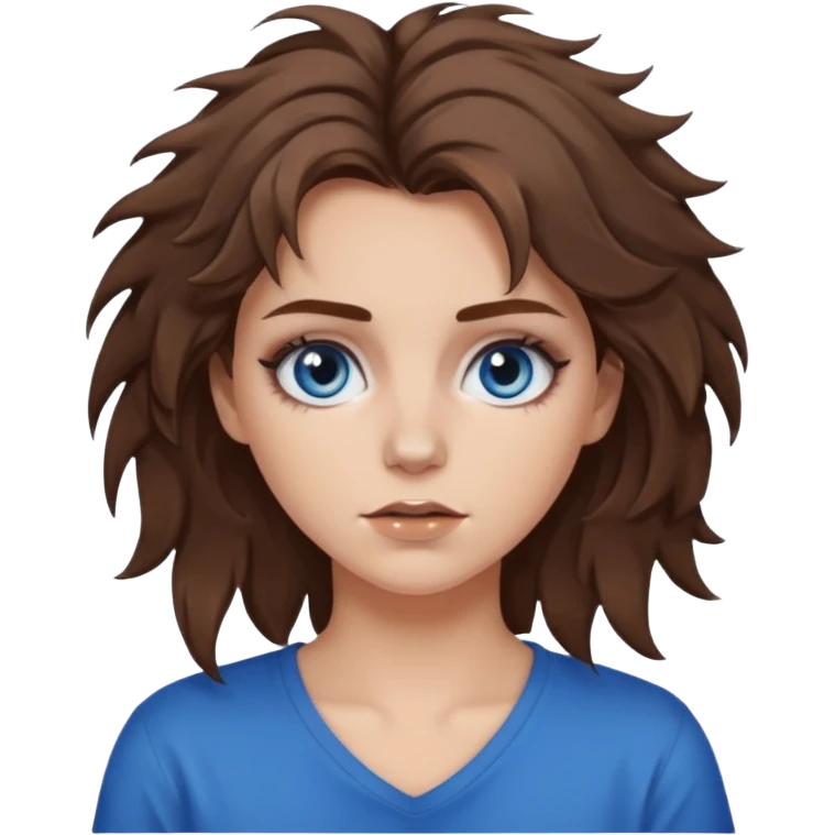 white gurl with brown hair and blue eyes look a mess  emoji