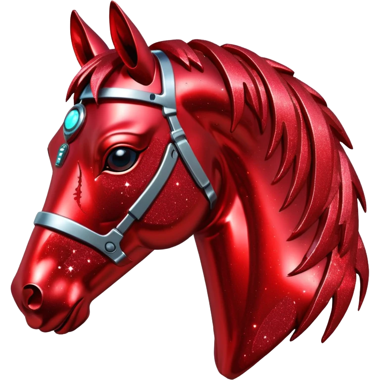 red glitter cyberpunk horse emoji