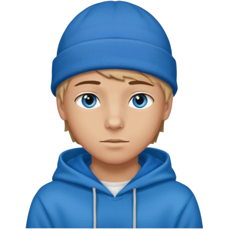handsome and young teen pinterest boy good at fashion. popular among 'that brat girl', wearing hoodieand beanie with blue eye   emoji