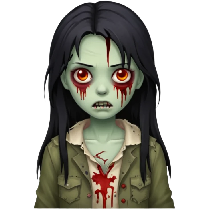 zombie girl, long black hair emoji
