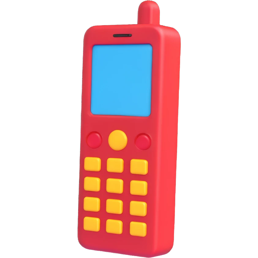 1990s brick cell phone, 3D emoji style emoji