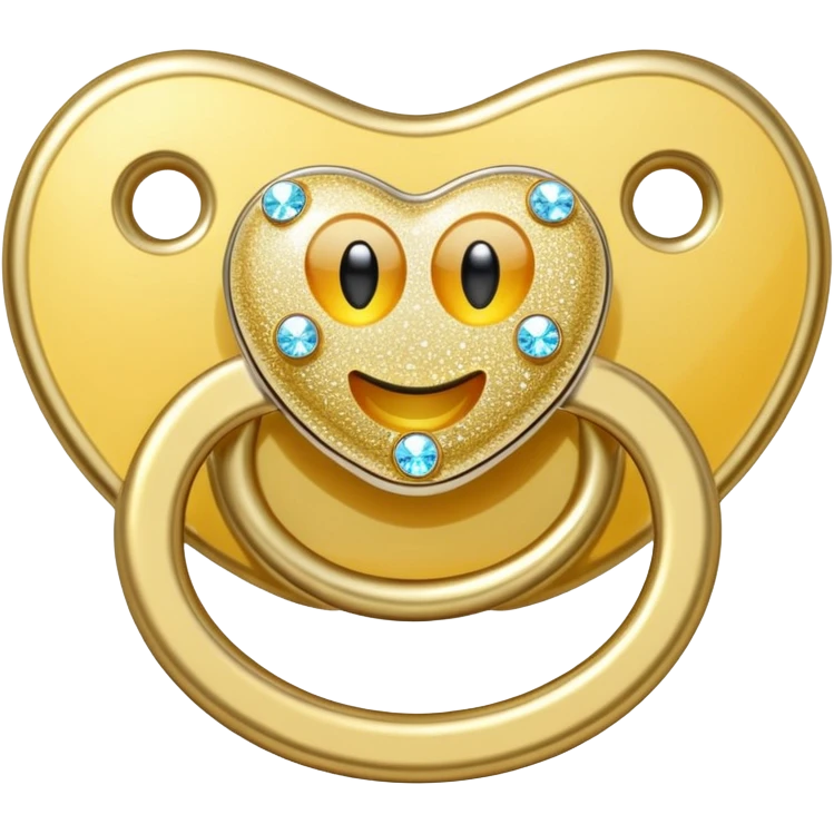 Bedazzled, gold sparkly pacifier emoji