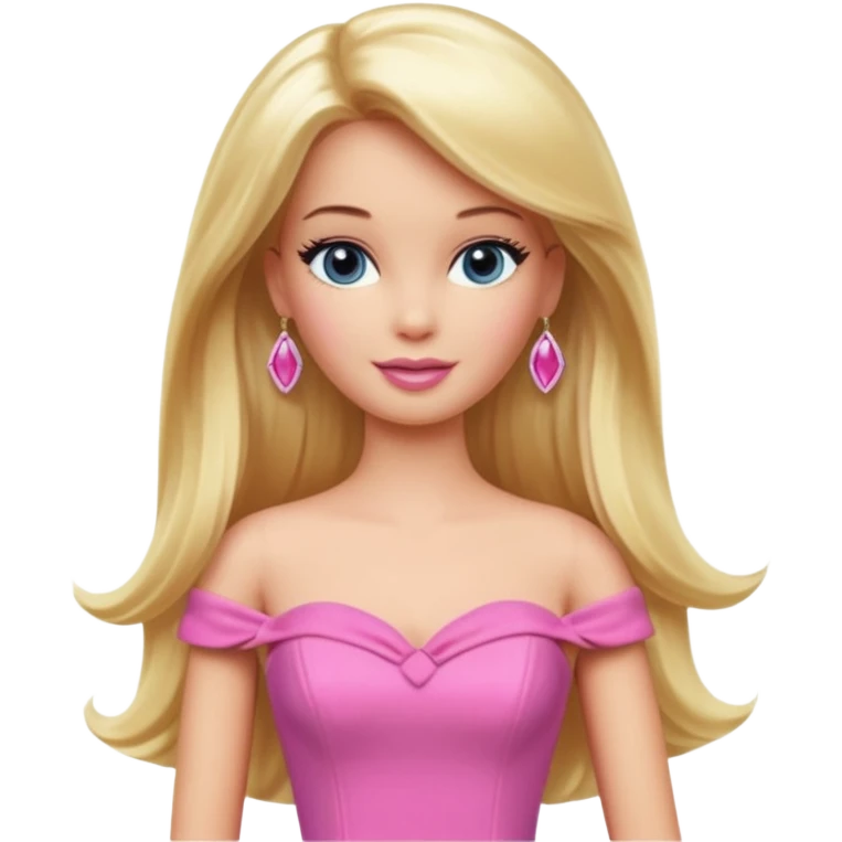 barbie, long blonde hair, pink dress emoji