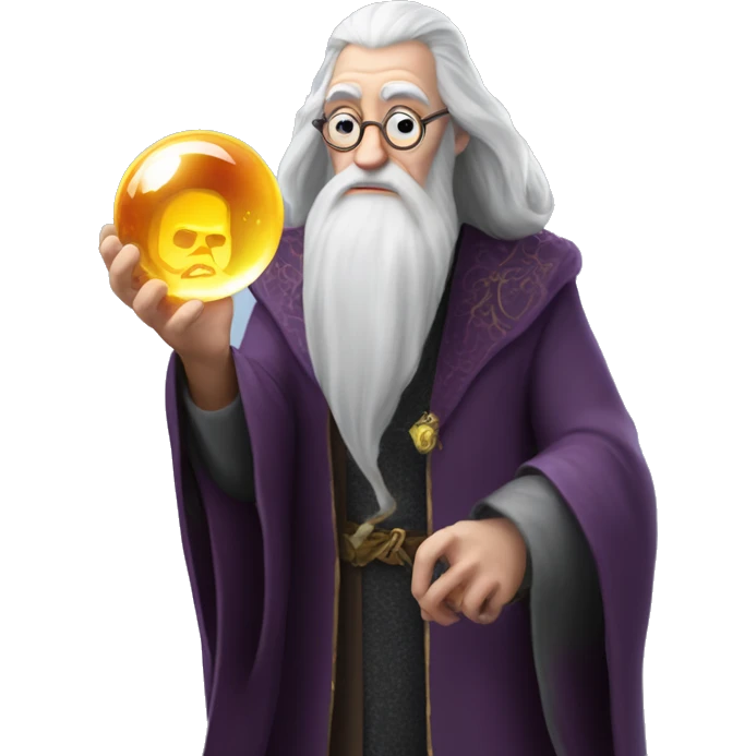 Dumbledore holds a crystal ball in his hand emoji