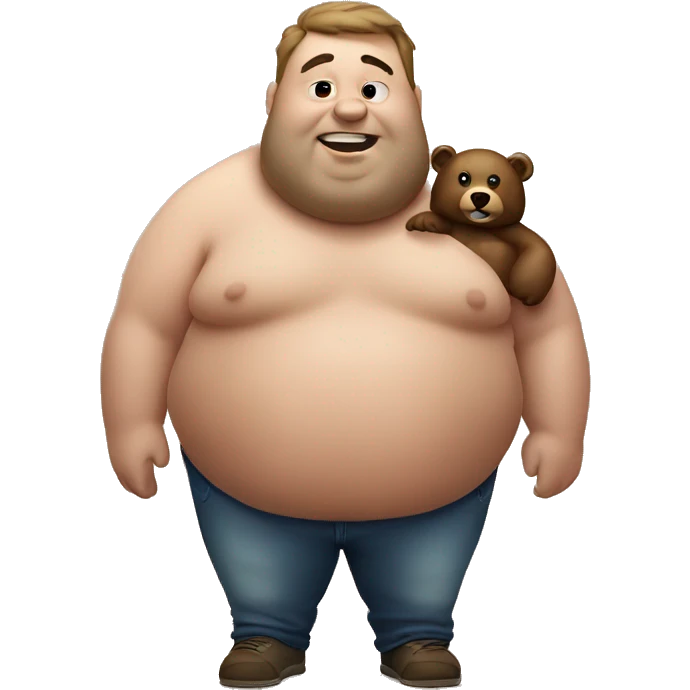 Fat man with bear emoji