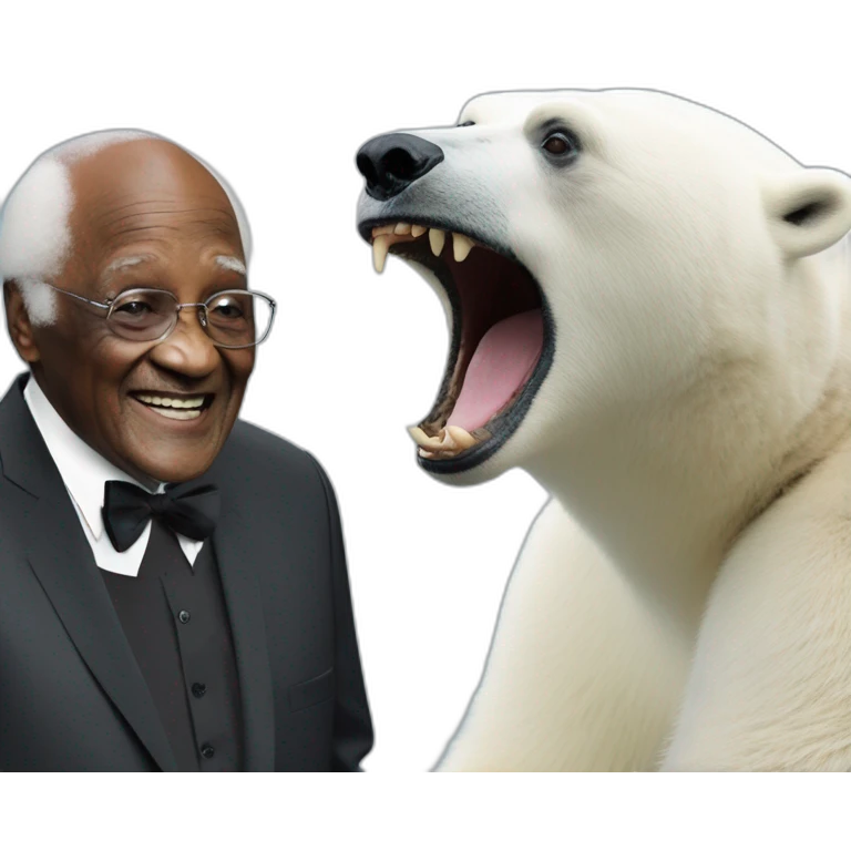 Desmond Tutu being racist to a polar bear emoji