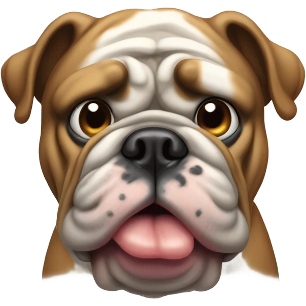 Troll-like English bulldog emoji