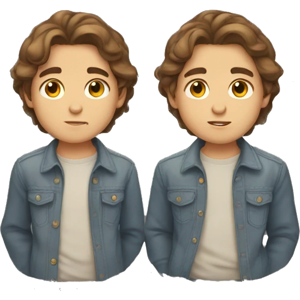 thoughtful boy with waist length brown hair and  emoji