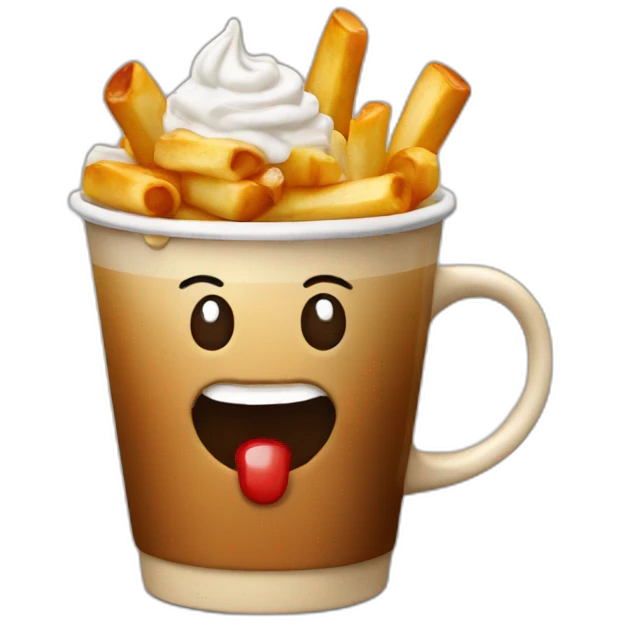 Poutine drinking a coffee emoji
