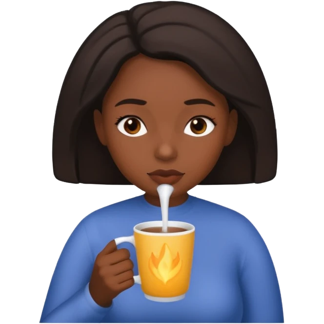 sick black woman drinking hot drink emoji