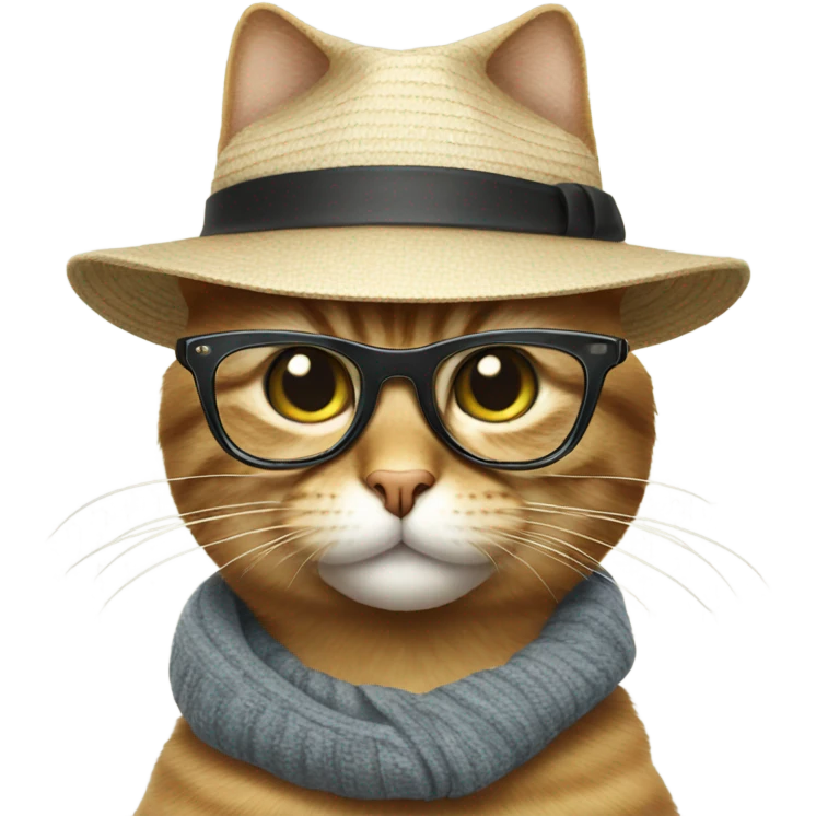 Cat with glasses and hat  emoji