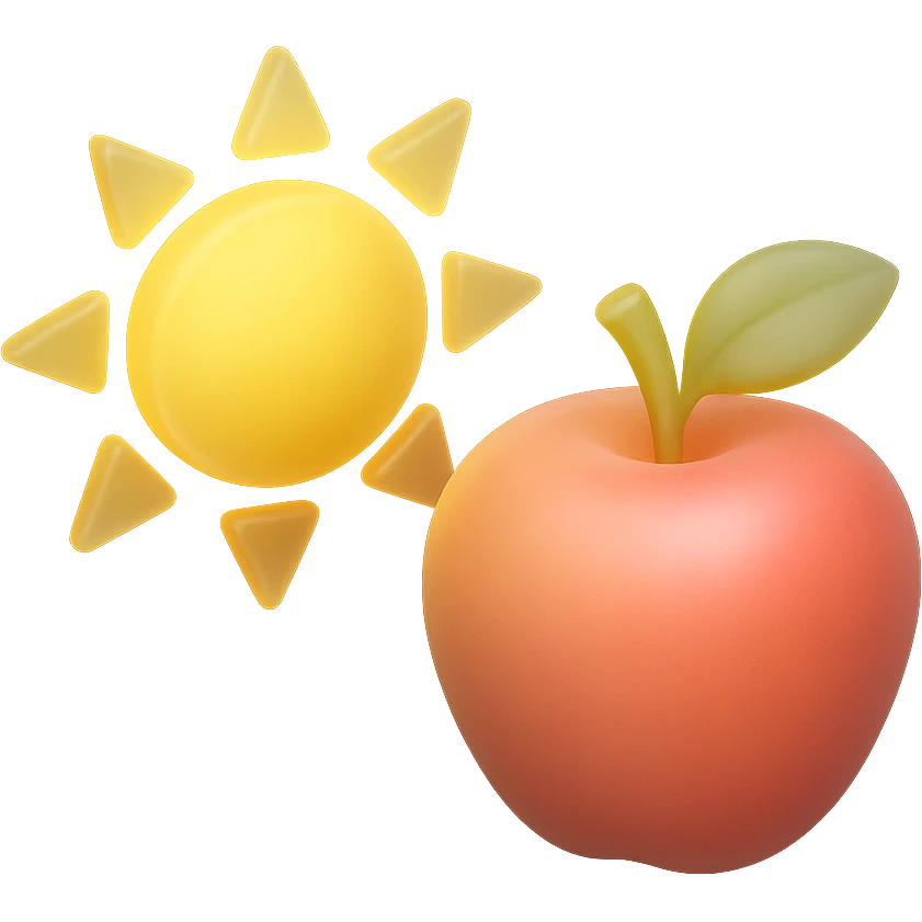 yellow sun, apple emoji inspired, matte glass style emoji