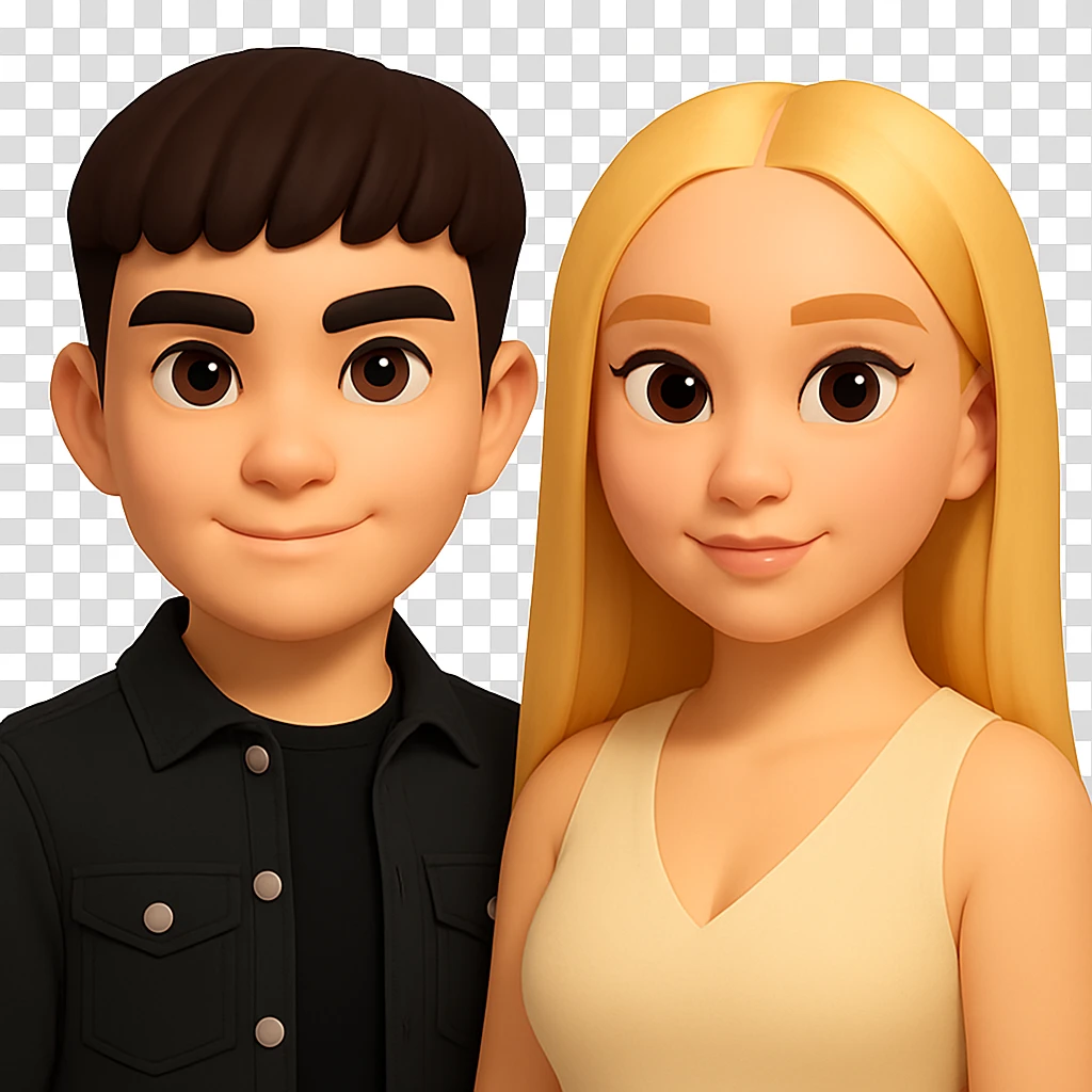 Slightly increase the volume of the upper body of the girl and rotate her to face forward, maintaining a cartoonish 3D style. Keep the background transparent. The original style is cartoonish 3D style. emoji
