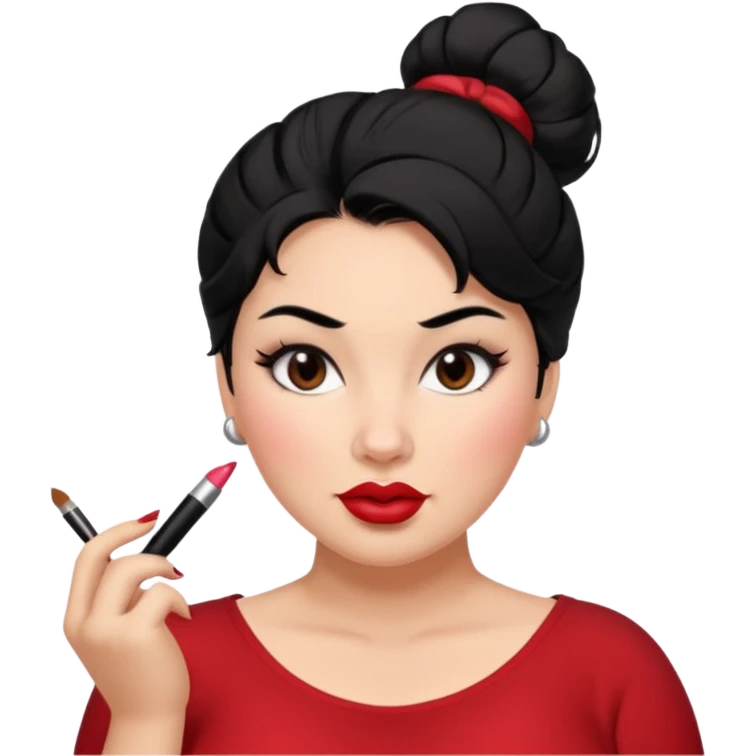 Messy bun black hair brown eyes glamorous full women emoji