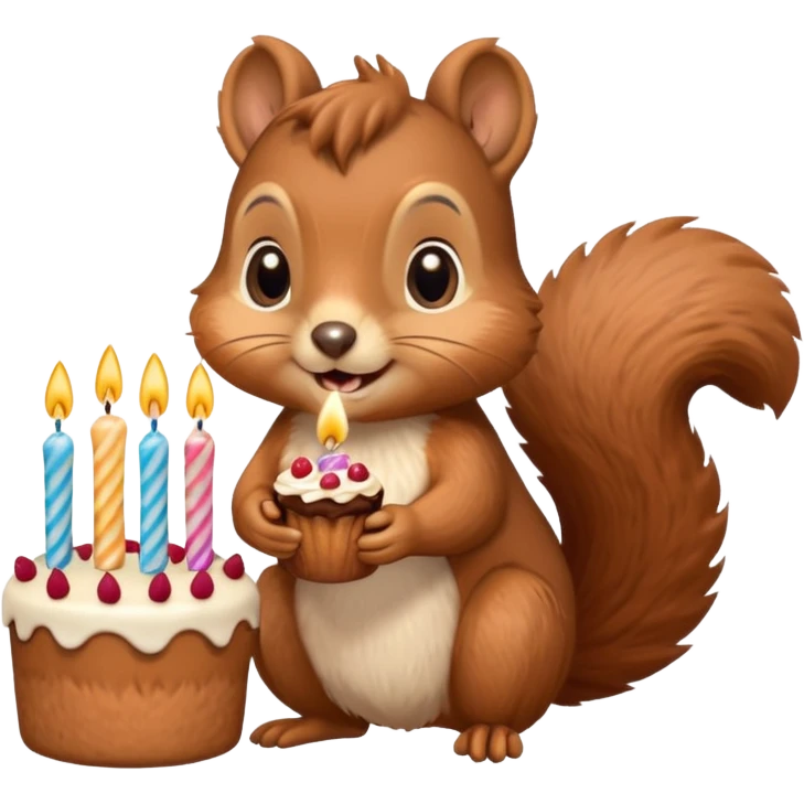 Squirrel holding a birthday cake emoji