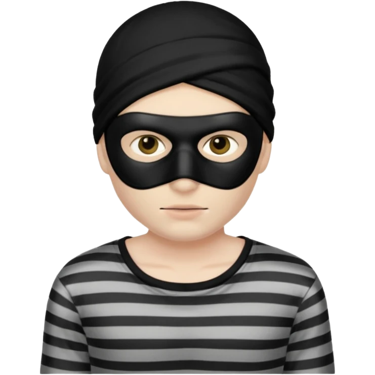 Thief in black mask and stripped shirt emoji