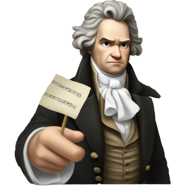 Beethoven con una partitura en la mano emoji
