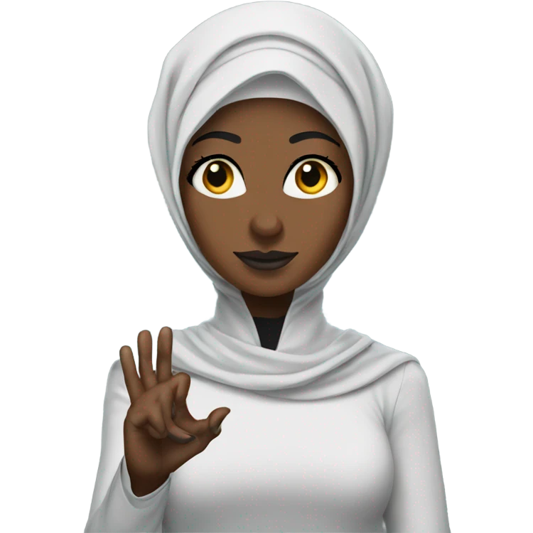 Black Hijabi Star Trek hand symbol  emoji
