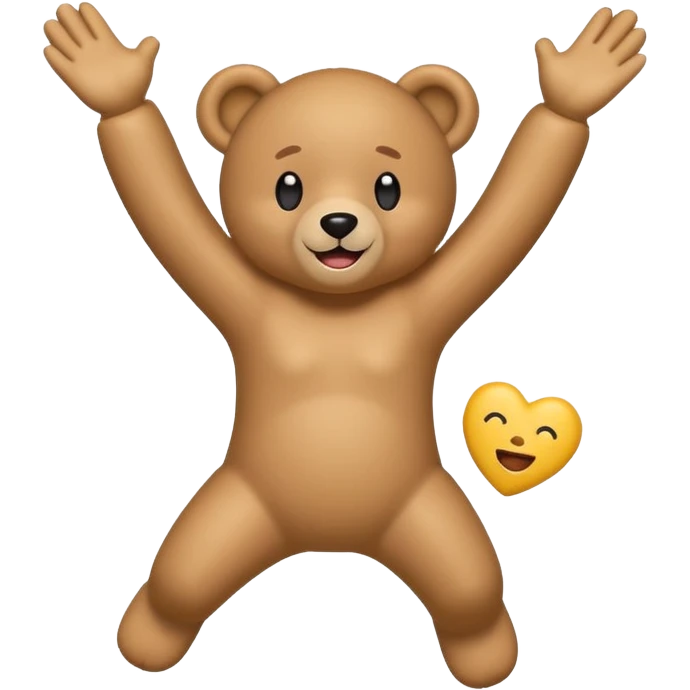 teddy bear jumping with joy, both arms raised, emoji style, text: 'so sweet of you.' emoji