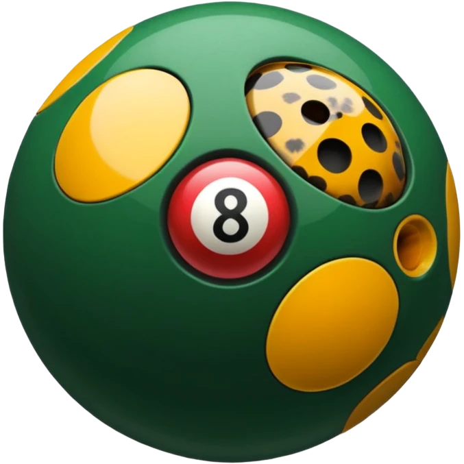 eight ball with the 8 in the middle being green and the ball is cheetah print  emoji