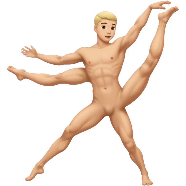 Fully body baked nude male cartwheel emoji