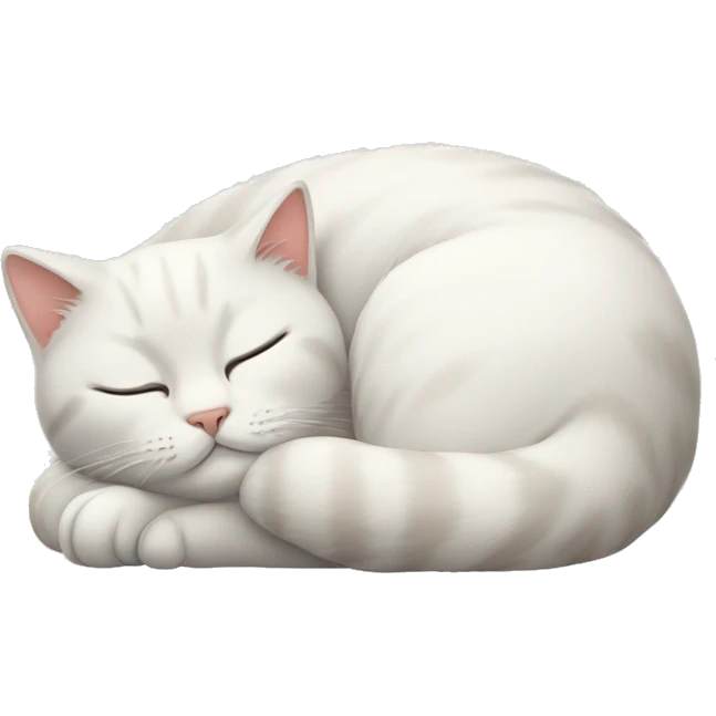 A white curled up cat napping emoji