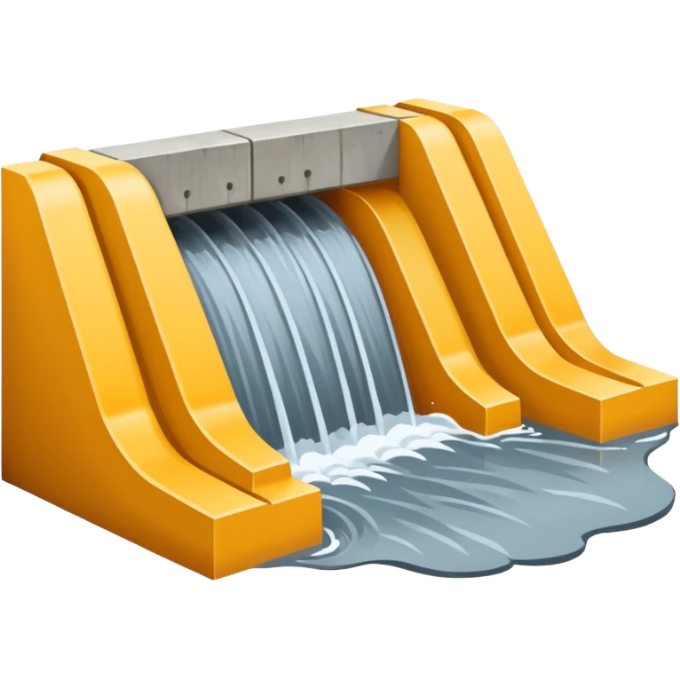 Emoji-style illustration of flood protection dam, flat vector look, bold outlines, minimal details, no background. emoji