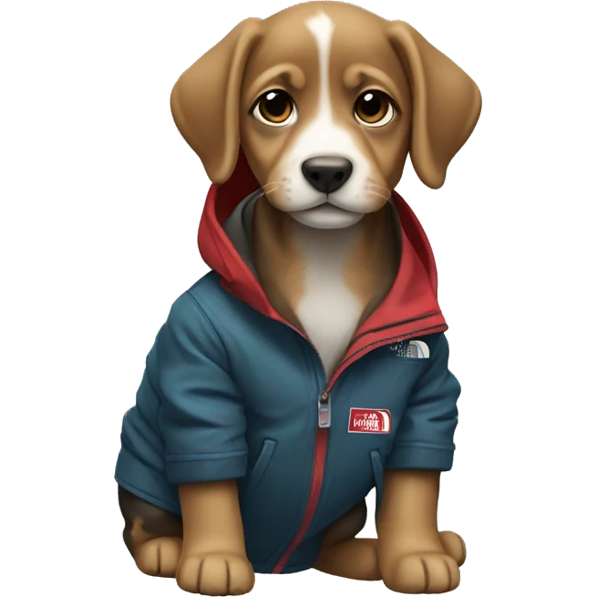 Puppy with north face jacket emoji