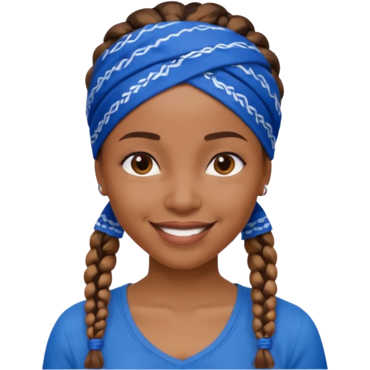 short black woman with braids and a blue bandana emoji