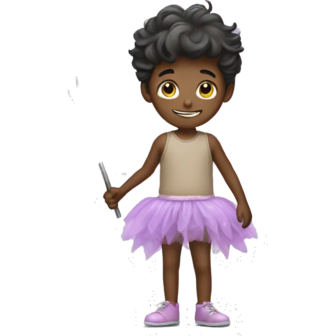 Boy wearing tutu and a fairy wand standing emoji