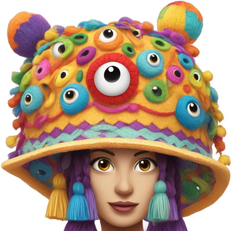 Funny hat with googly eyes  emoji