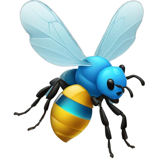 blue minimal crystal bee emoji