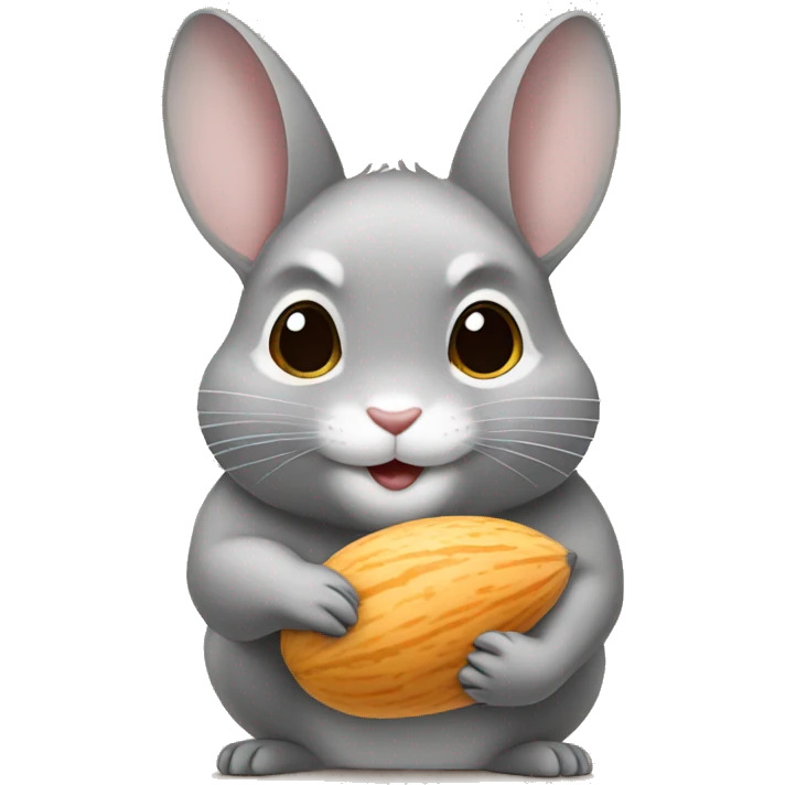 gray chinchilla holding almonds emoji