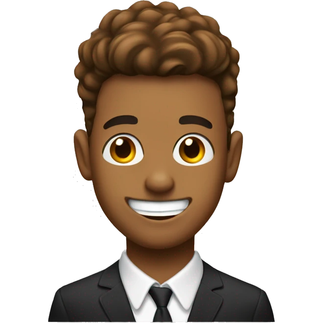 make an emoji of a brown boy with cuy hair and a semi sharp jawline with ears pierced and straight white teeth emoji