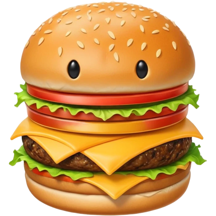 Burger and fries but separate and with faces emoji