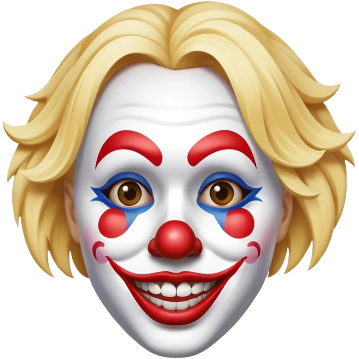 a blonde woman making a good decision acting like a fool holding a clown madk emoji