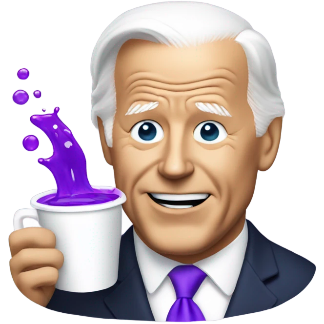 biden with purple liquid spilling out of white cup emoji