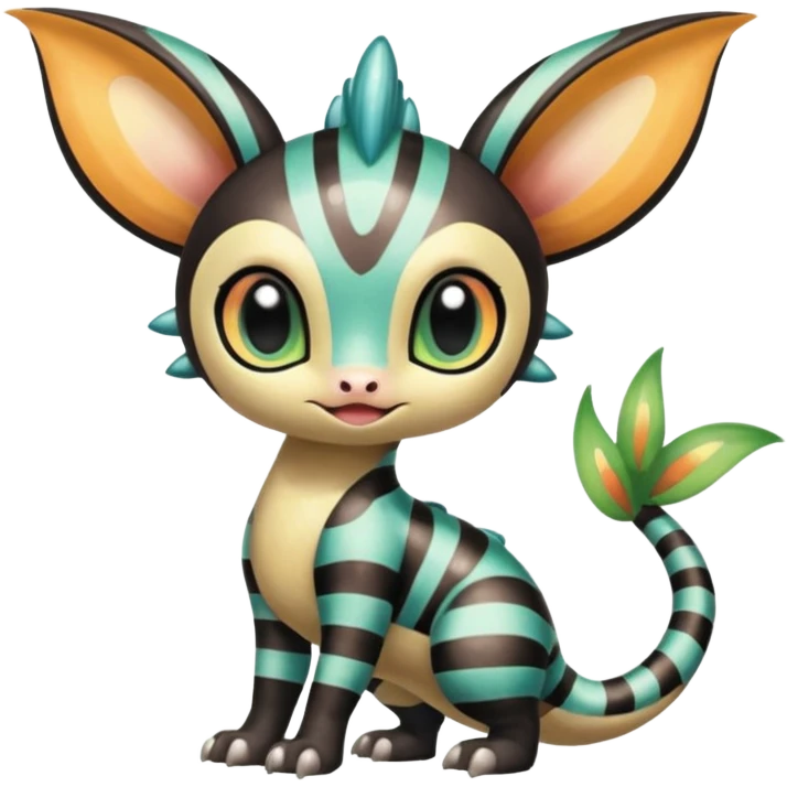 Colorful Exotic Striped Spotted Dotted dusted Glossy Shiny Meloetta-Vernid-Trico-Toothless-Kirby-Fakémon-creature-hybrid emoji