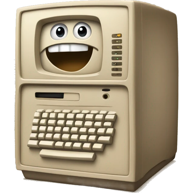 software bug in a old timey beige computer panic emoji