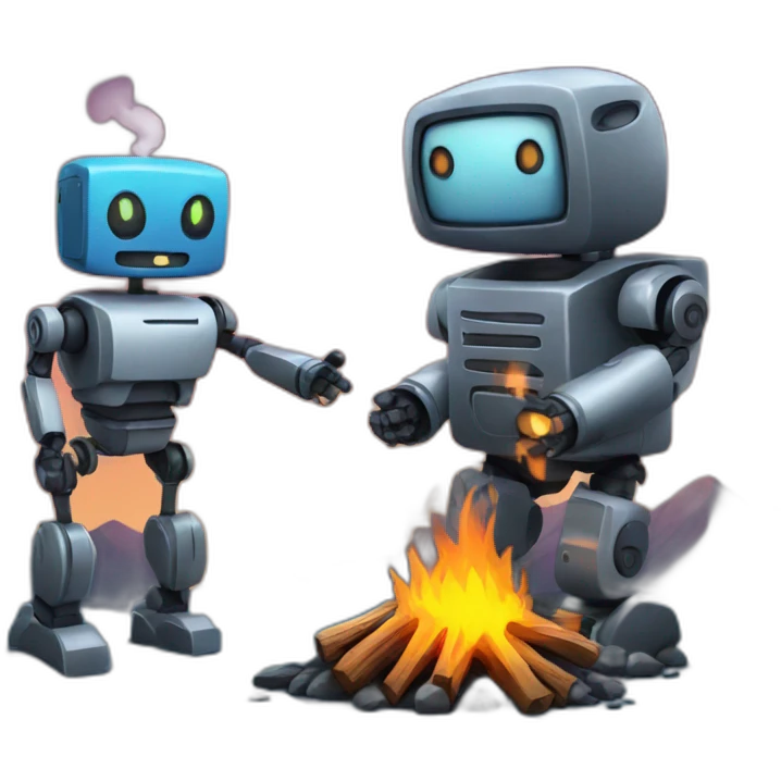 campfire and robot emoji