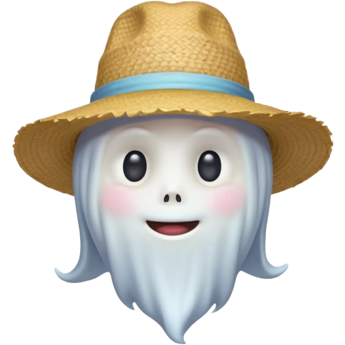 cute ghost farmer portrait, head and shoulders only, straw hat, round friendly face, soft pastel glow, harmless spirit vibe, 3D cartoon, mobile game icon style, clean background, no text, no watermark
 
 emoji