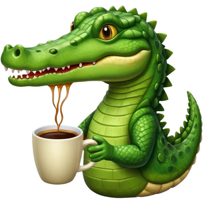 Crocodile drinking a coffee emoji