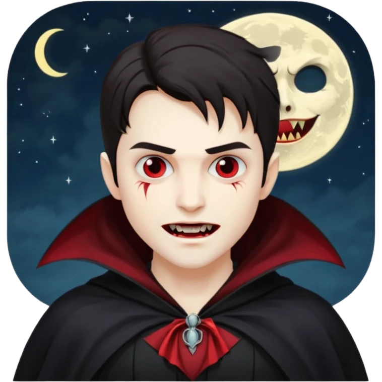 Un vampiro o vampira bajo la luna emoji