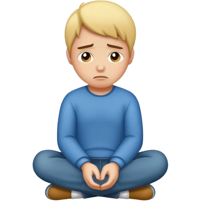 A person sitting with sad feeling emoji