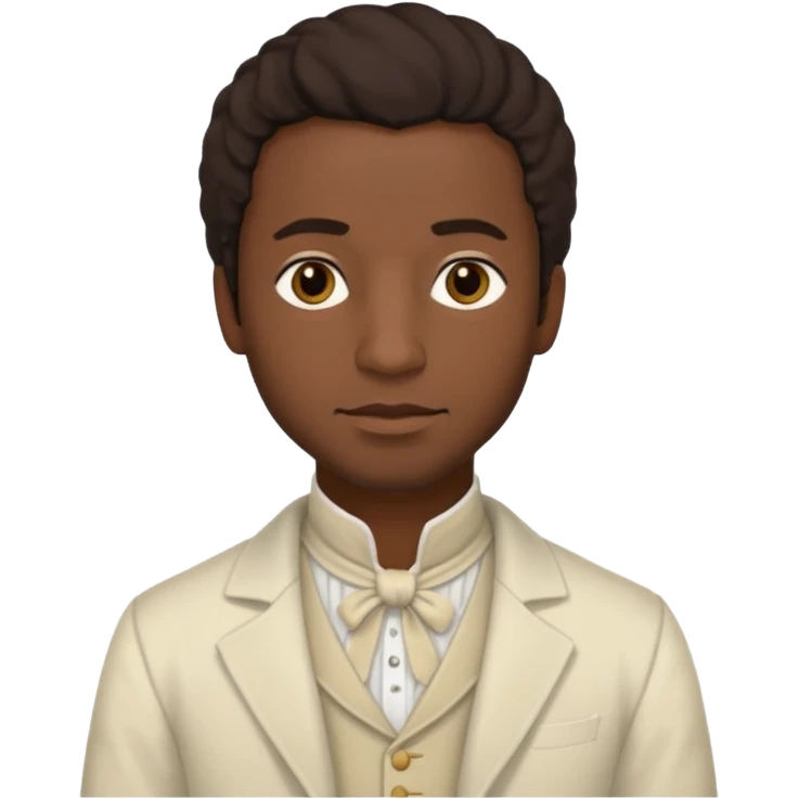 Solomon Northup from 12 Years of Slave with dark brown hair, cream outfit emoji