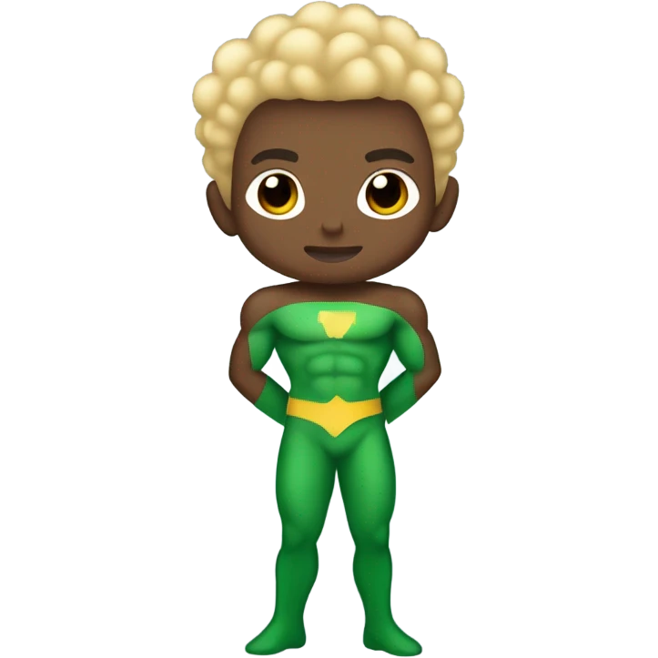 Afro Light-skinned teenager shirtless in a green superhero costume of Prince Namor while swimming. emoji